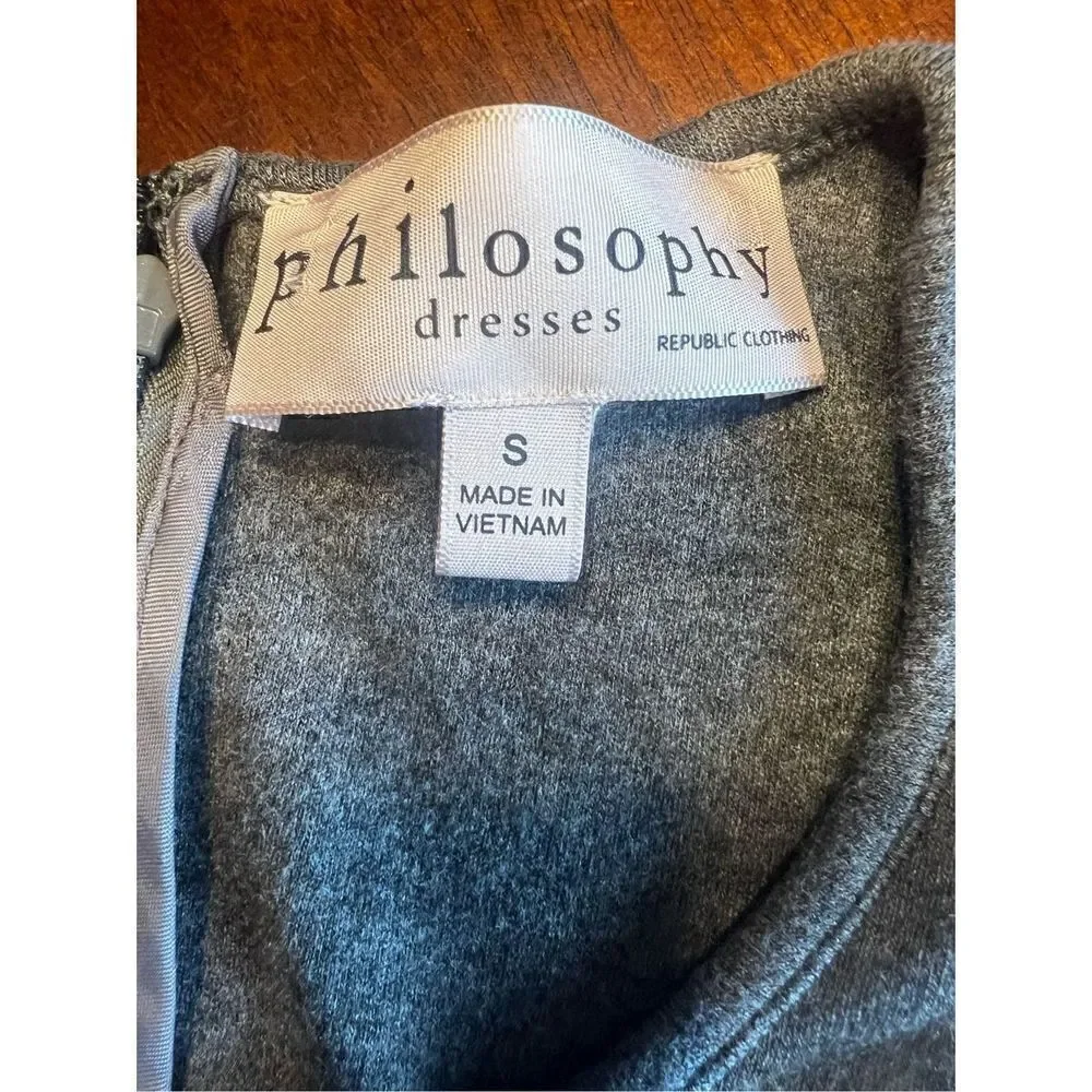 Philosophy republic gray bodycon stretchy 1/4 sleeve small minimalist dress